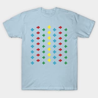 Vector colorful crosses stitches aligned on blue background T-Shirt